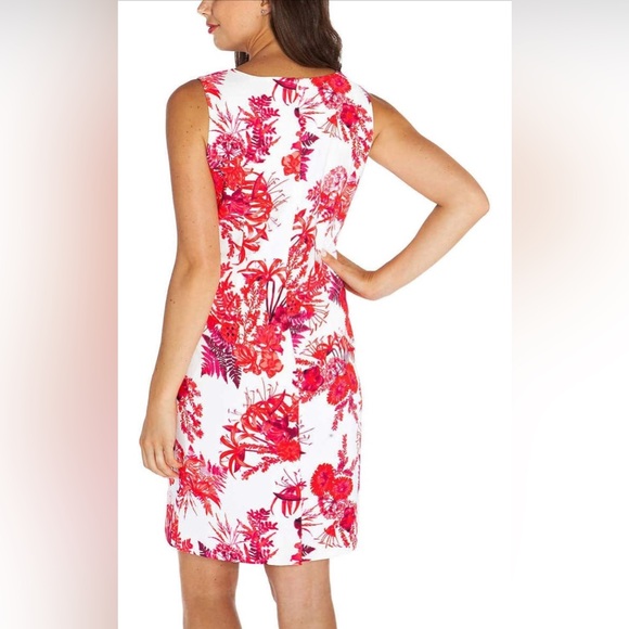 Mario Serrani Italy ladies Shift Dress Size 4 Great Condition Red/Pink floral - Picture 3 of 11